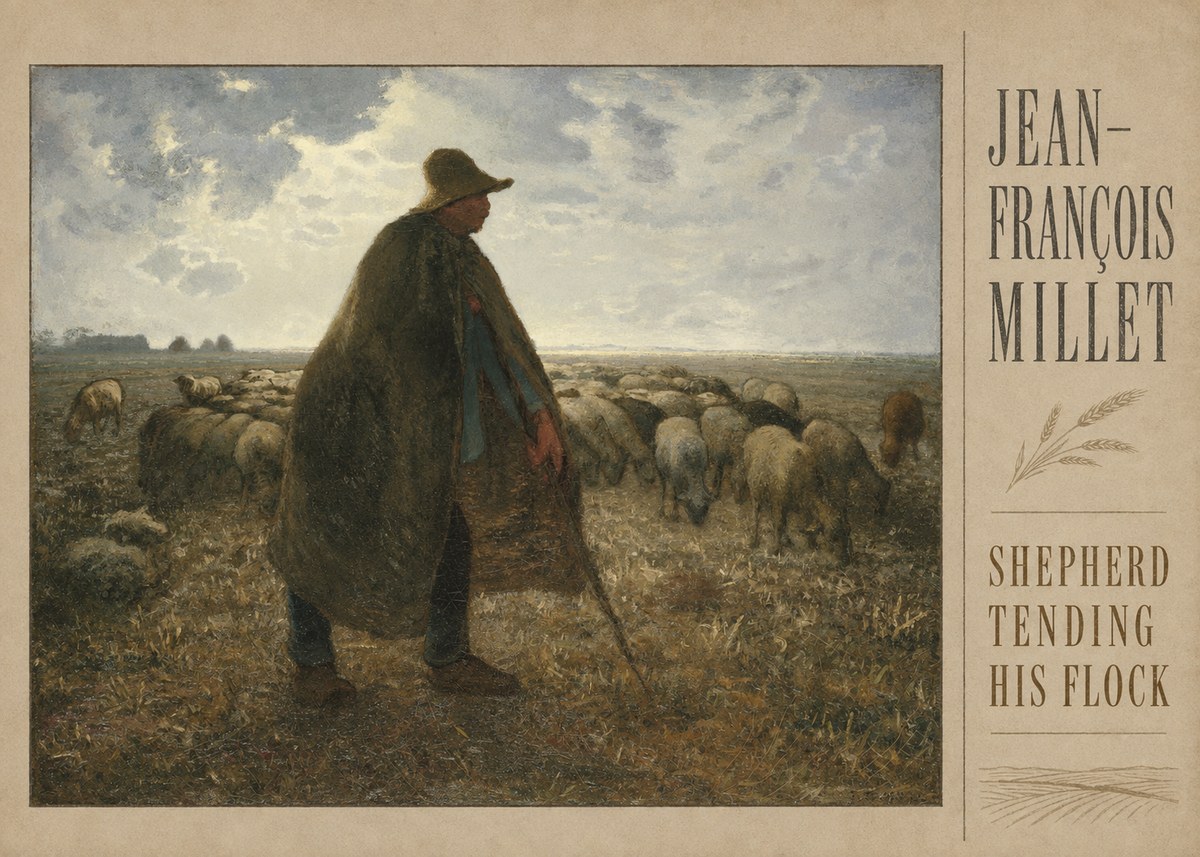 Jean-François Millet Shepherd Tending His Flock No2 - Plakat