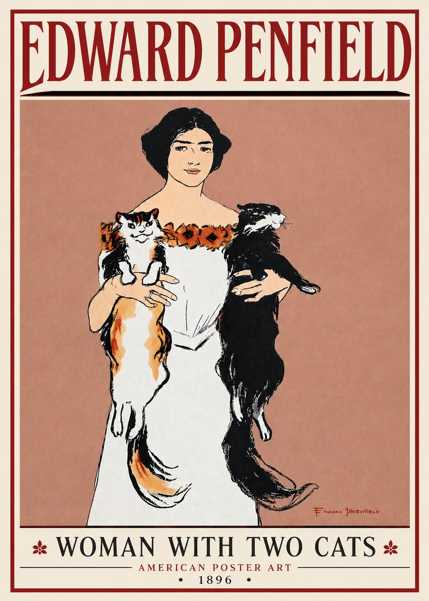 Edward Penfield Woman with Two Cats No4 - Plakat
