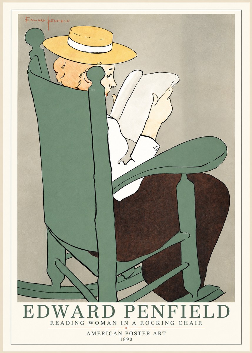 Edward Penfield Reading Woman in a Rocking Chair No1 - Plakat
