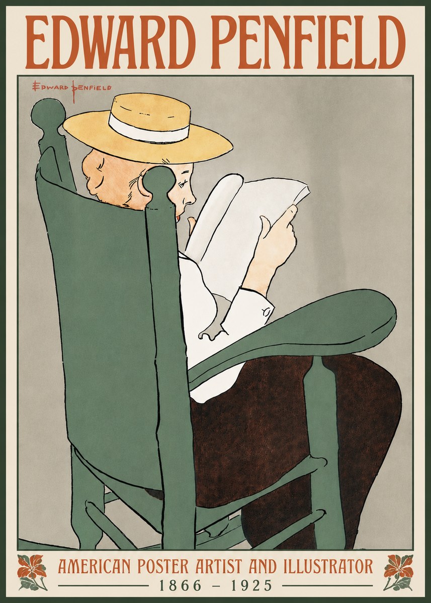 Edward Penfield Reading Woman in a Rocking Chair No5 - Plakat
