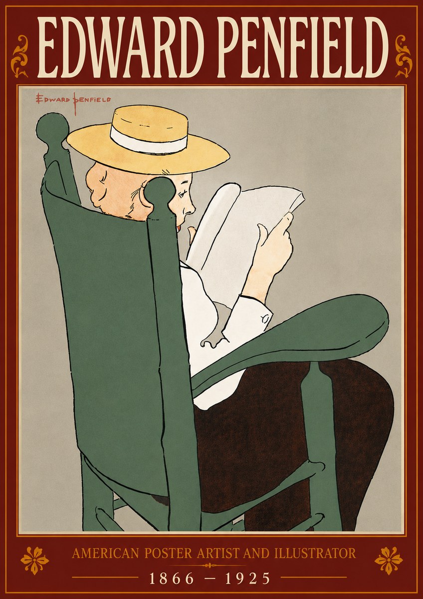 Edward Penfield Reading Woman in a Rocking Chair No6 - Plakat