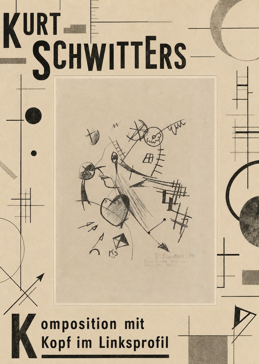 Kurt Schwitters Komposition Mit Kopf Im Linksprofil No6 - Plakat