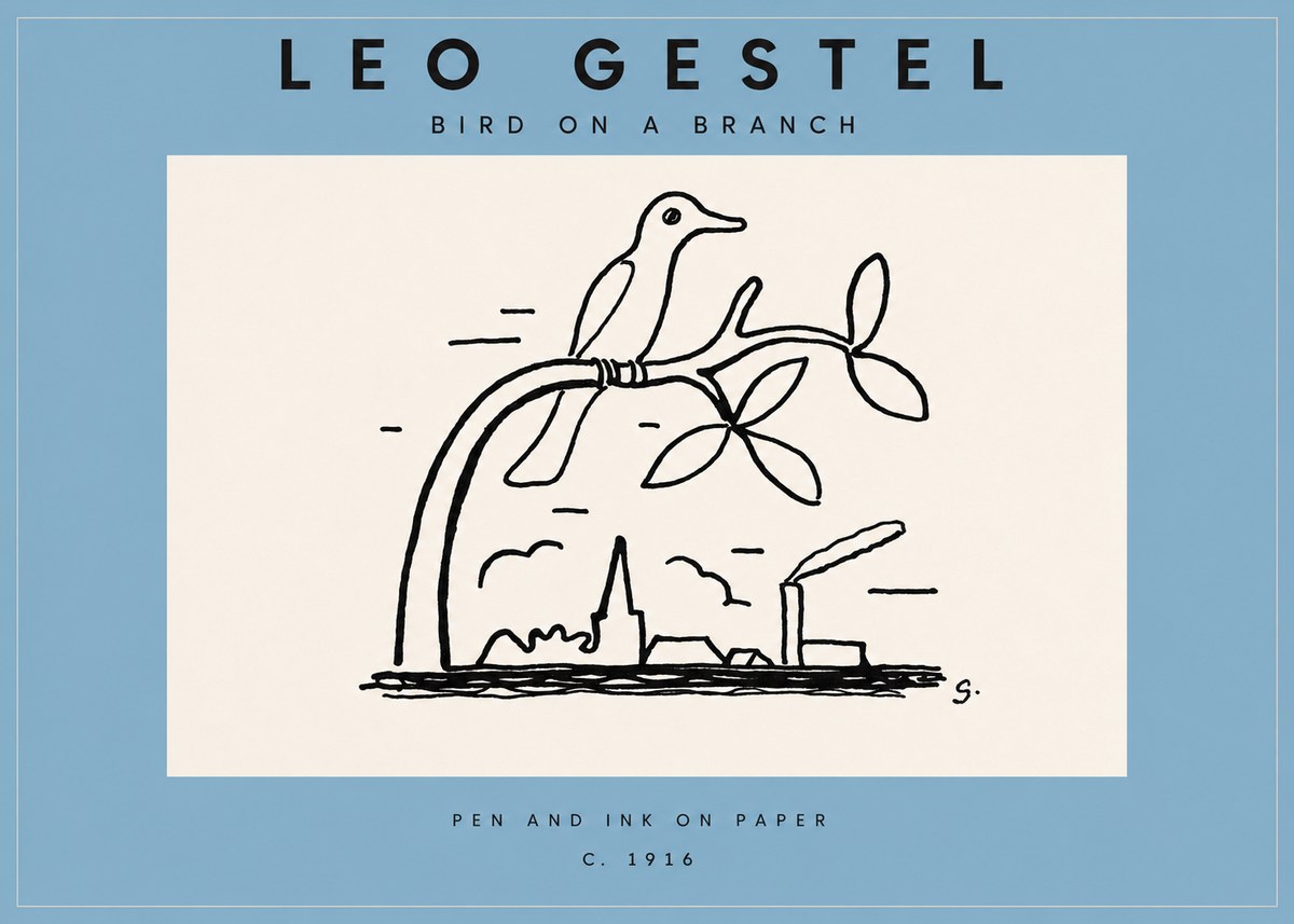 Leo Gestel Bird on a Branch No3 - Plakat