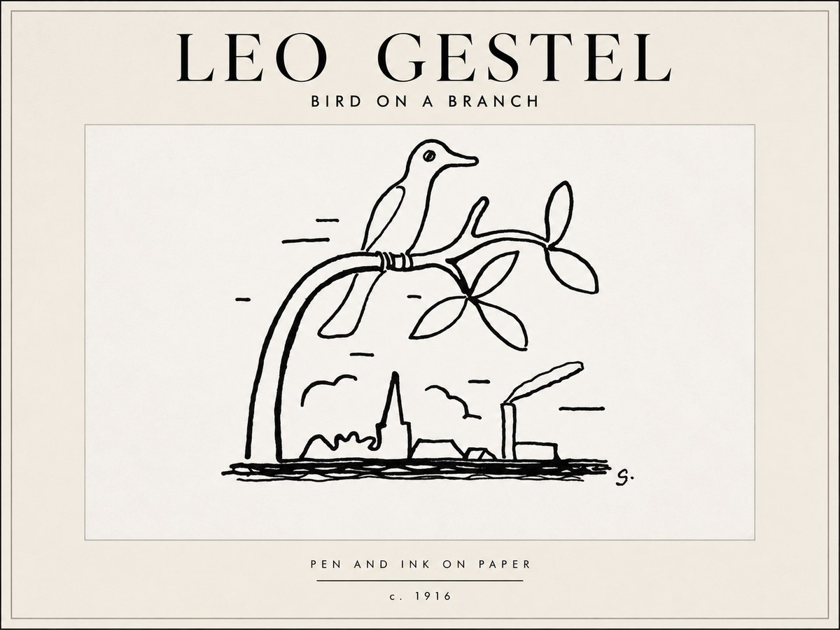 Leo Gestel Bird on a Branch No5 - Plakat
