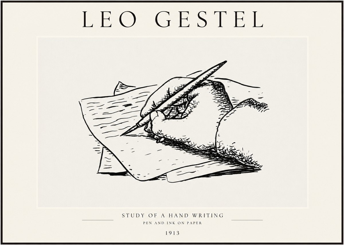 Leo Gestel Study of a Hand Writing No1 - Plakat