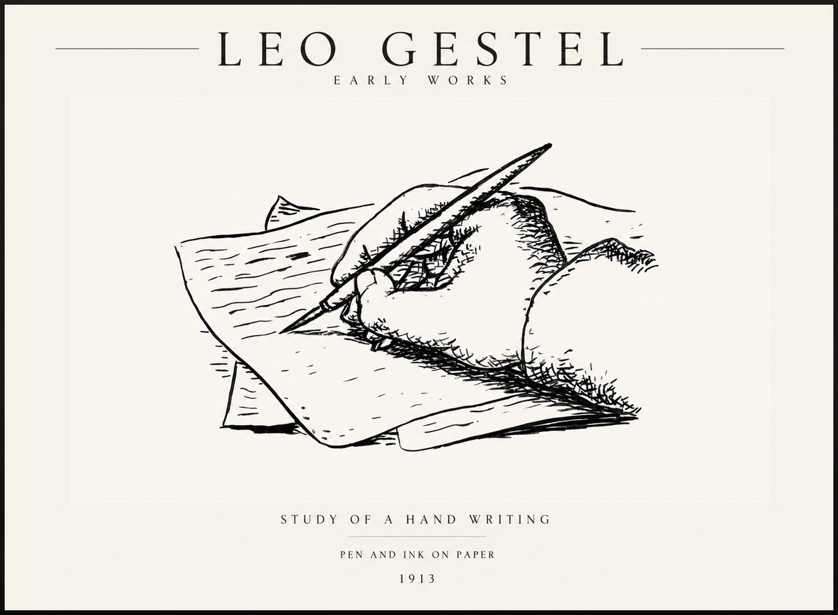 Leo Gestel Study of a Hand Writing No3 - Plakat