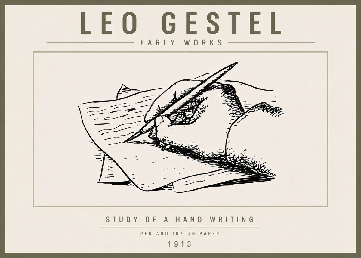 Leo Gestel Study of a Hand Writing No6 - Plakat