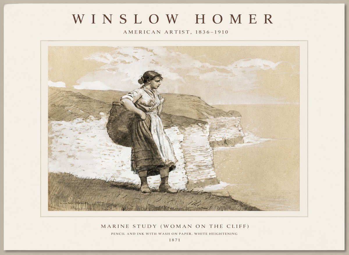 Winslow Homer Marine Study (Woman on the Cliff) No1 - Plakat