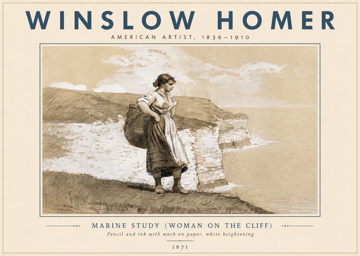 Winslow Homer Marine Study (Woman on the Cliff) No6 - Plakat