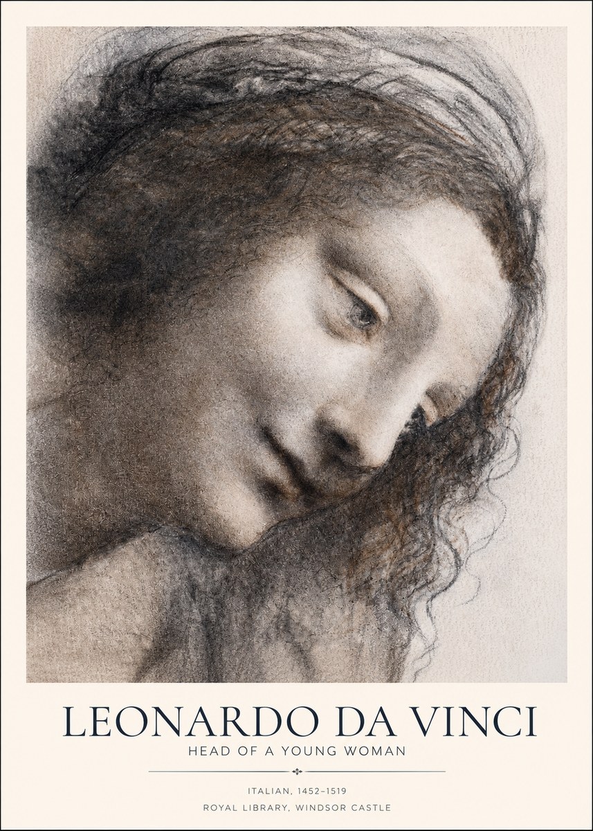 Leonardo da Vinci Head of a Young Woman I No1 - Plakat