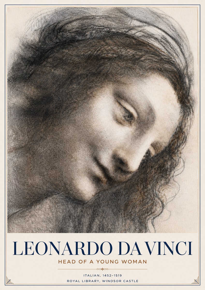 Leonardo da Vinci Head of a Young Woman I No6 - Plakat