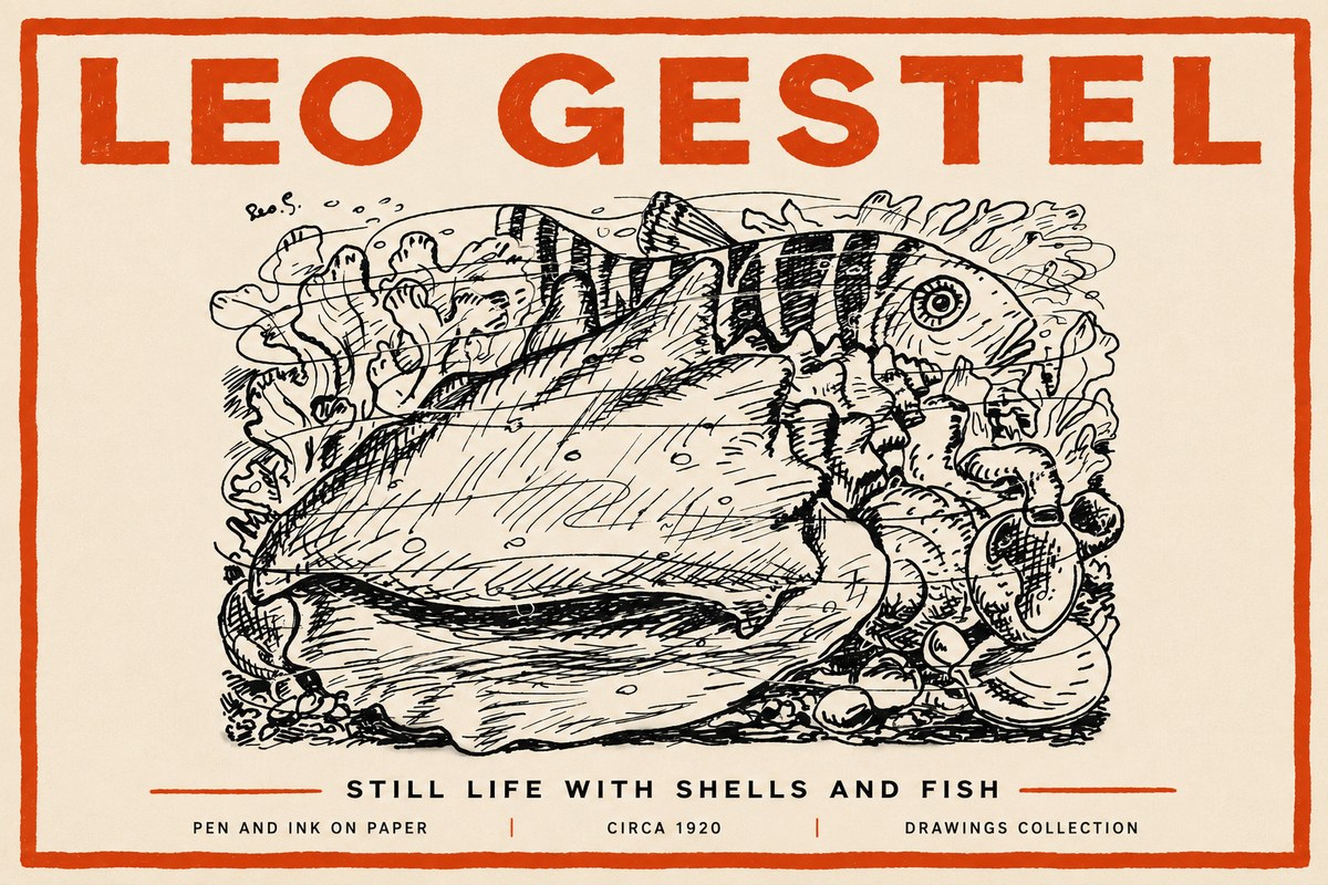 Leo Gestel Still Life with Shells and Fish No4 - Plakat