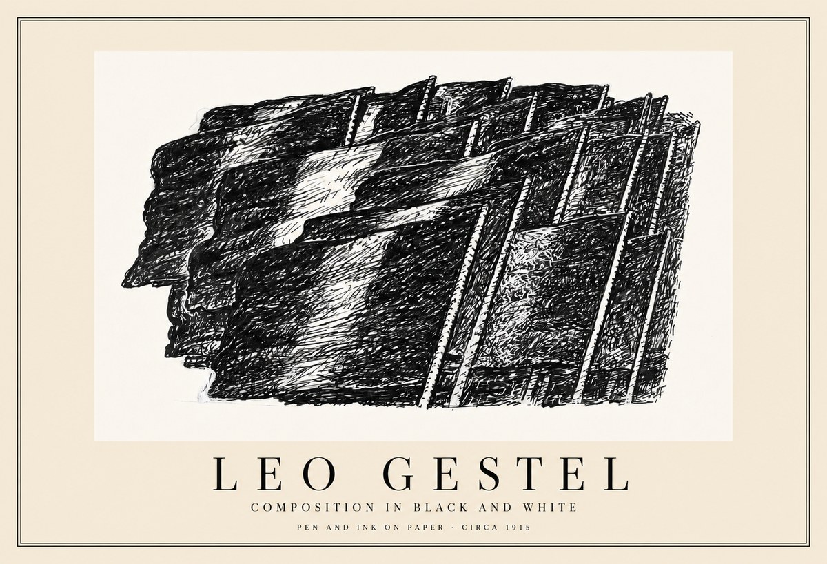 Leo Gestel Composition in Black and White No1 - Plakat