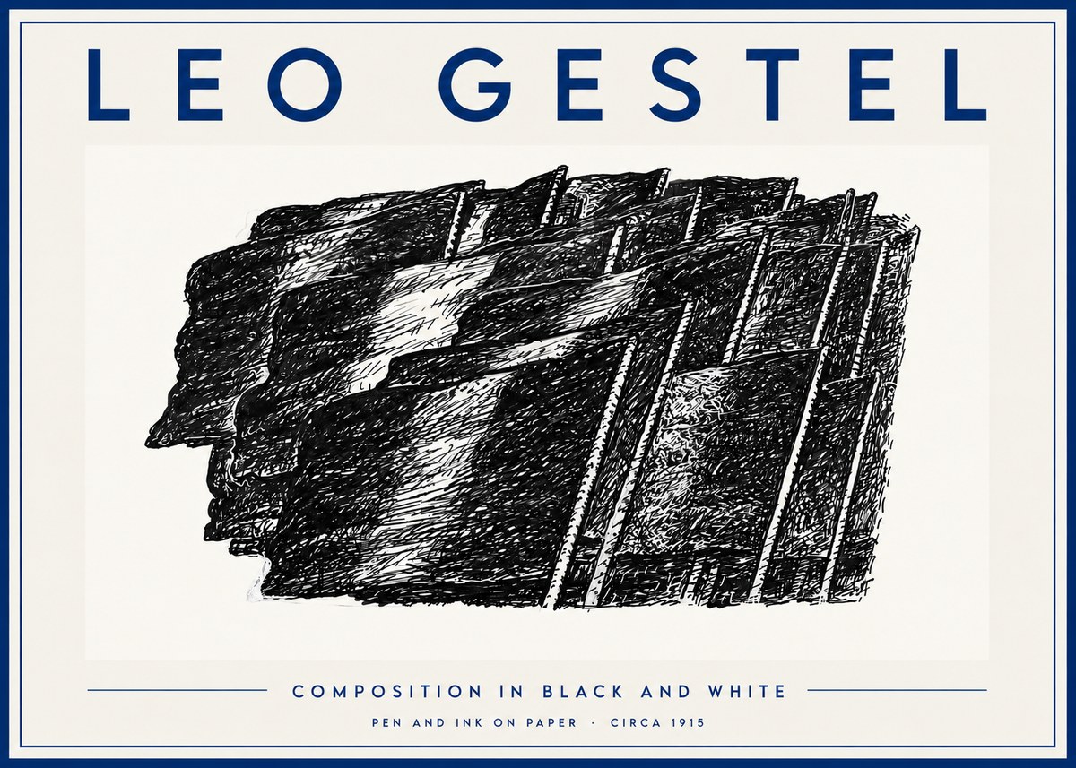 Leo Gestel Composition in Black and White No5 - Plakat