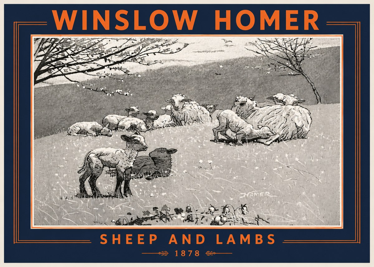 Winslow Homer Sheep and Lambs No3 - Plakat
