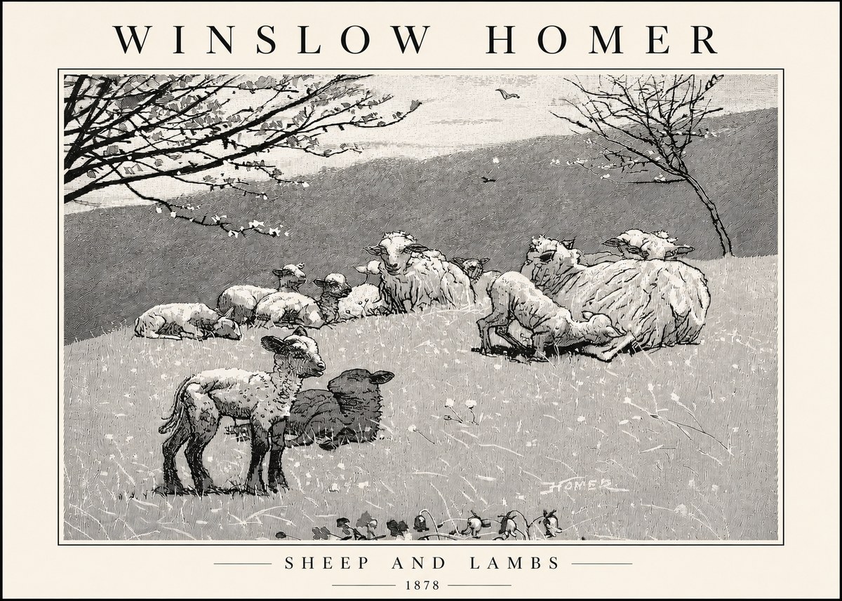 Winslow Homer Sheep and Lambs No4 - Plakat