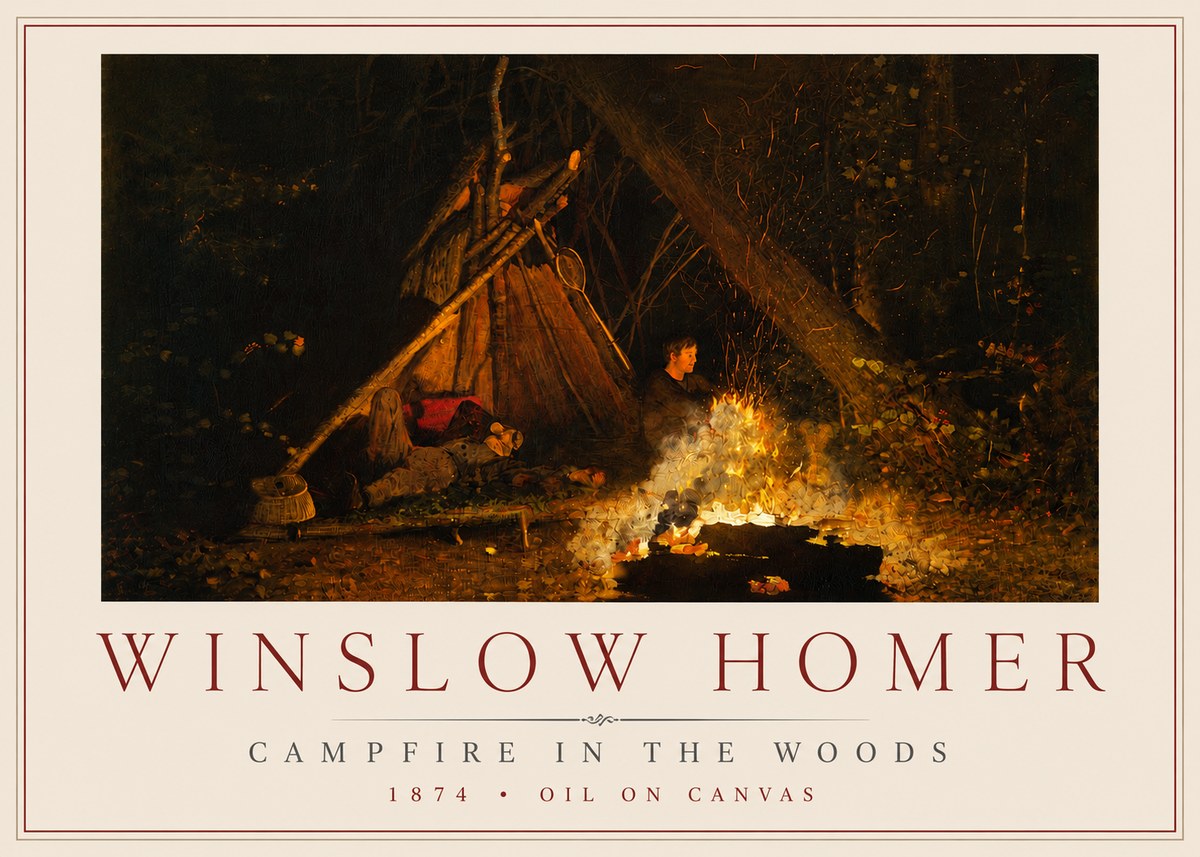 Winslow Homer Campfire in the Woods No3 - Plakat