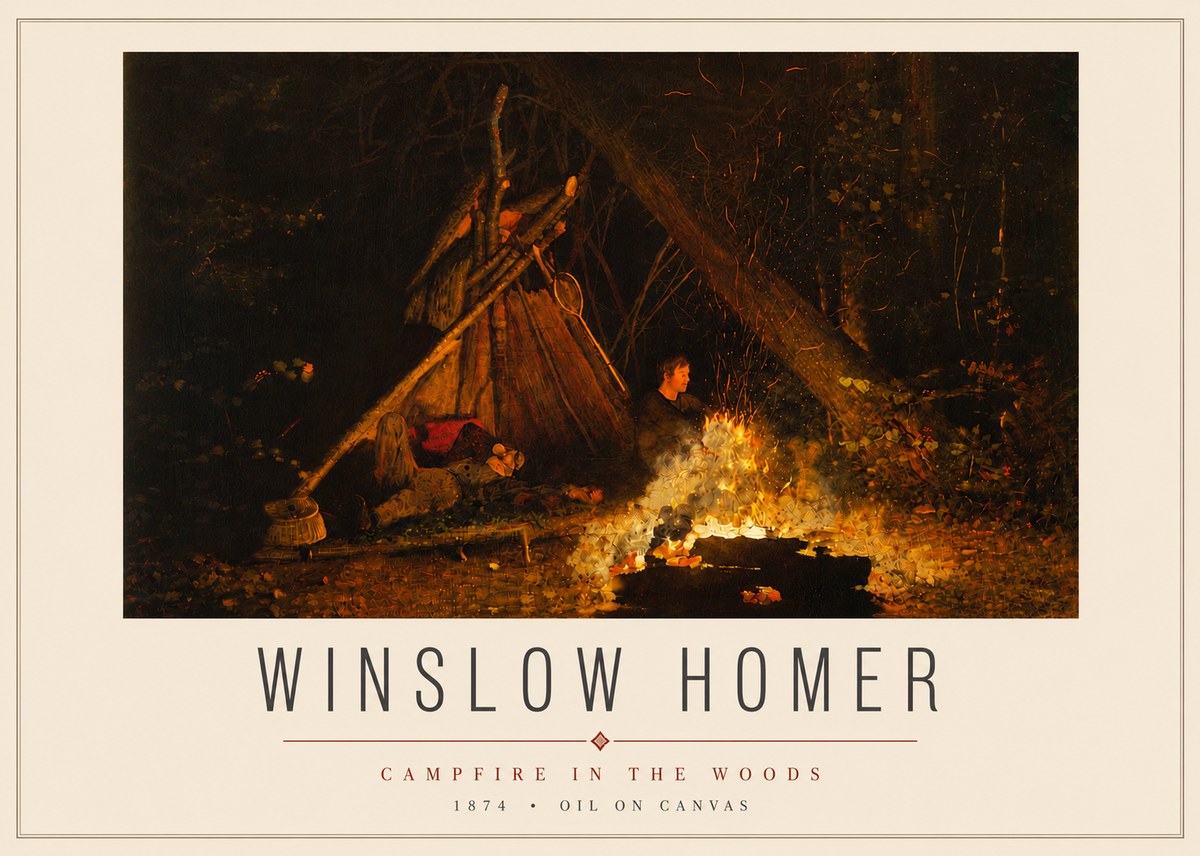Winslow Homer Campfire in the Woods No4 - Plakat
