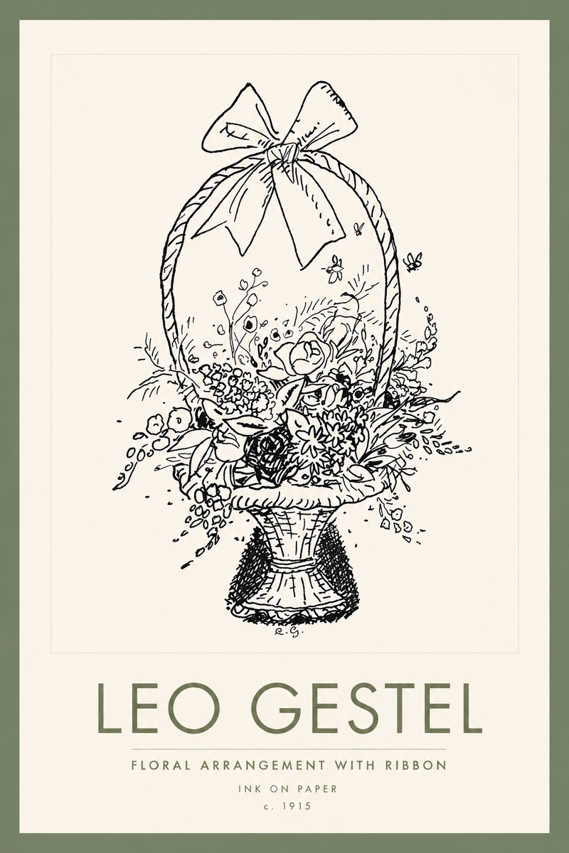 Leo Gestel Floral Arrangement with Ribbon No2 - Plakat