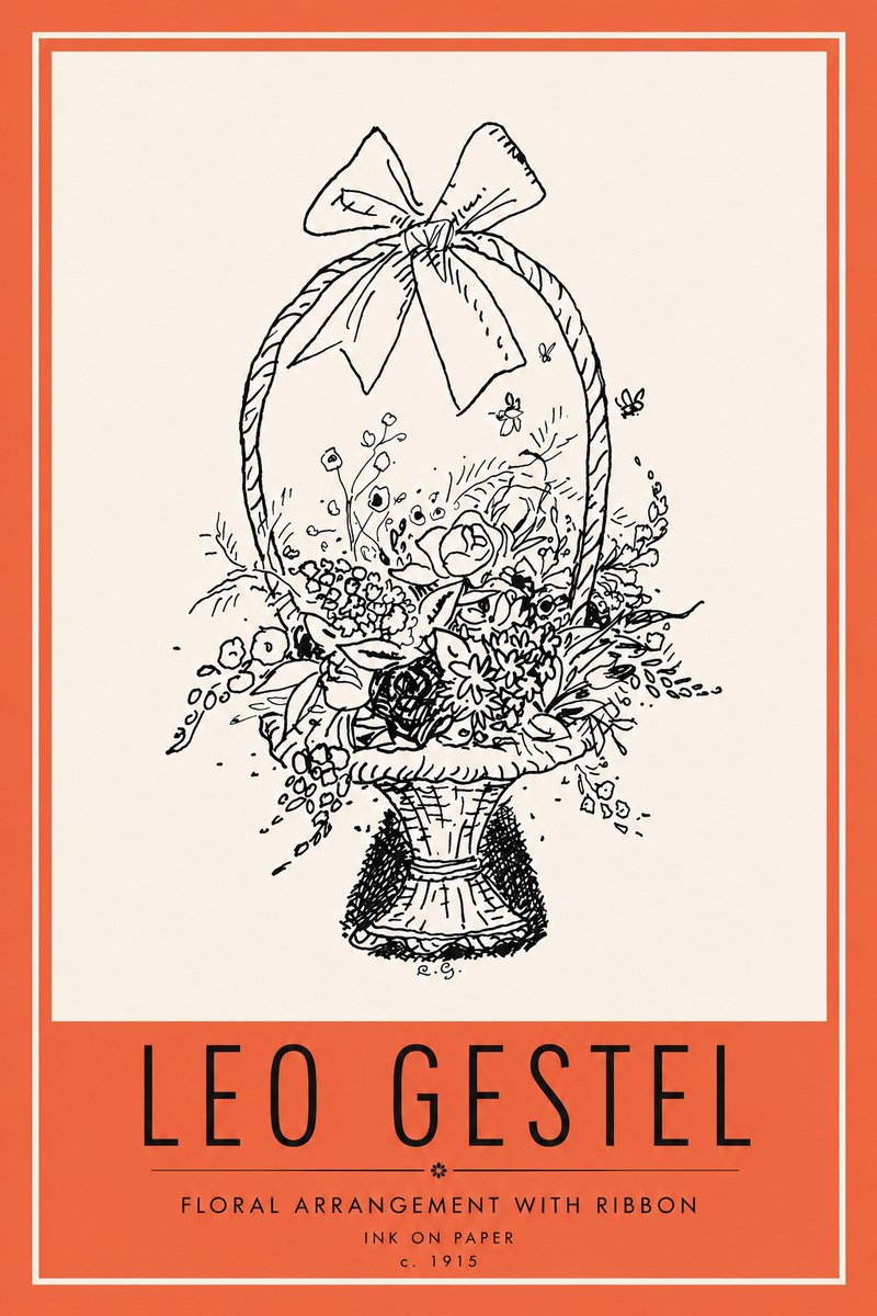 Leo Gestel Floral Arrangement with Ribbon No6 - Plakat