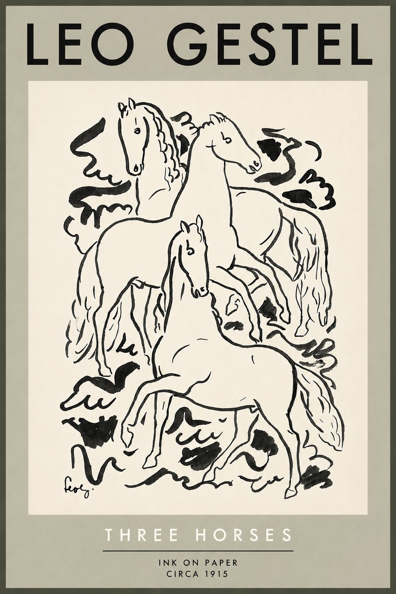 Leo Gestel Three Horses No5 - Plakat