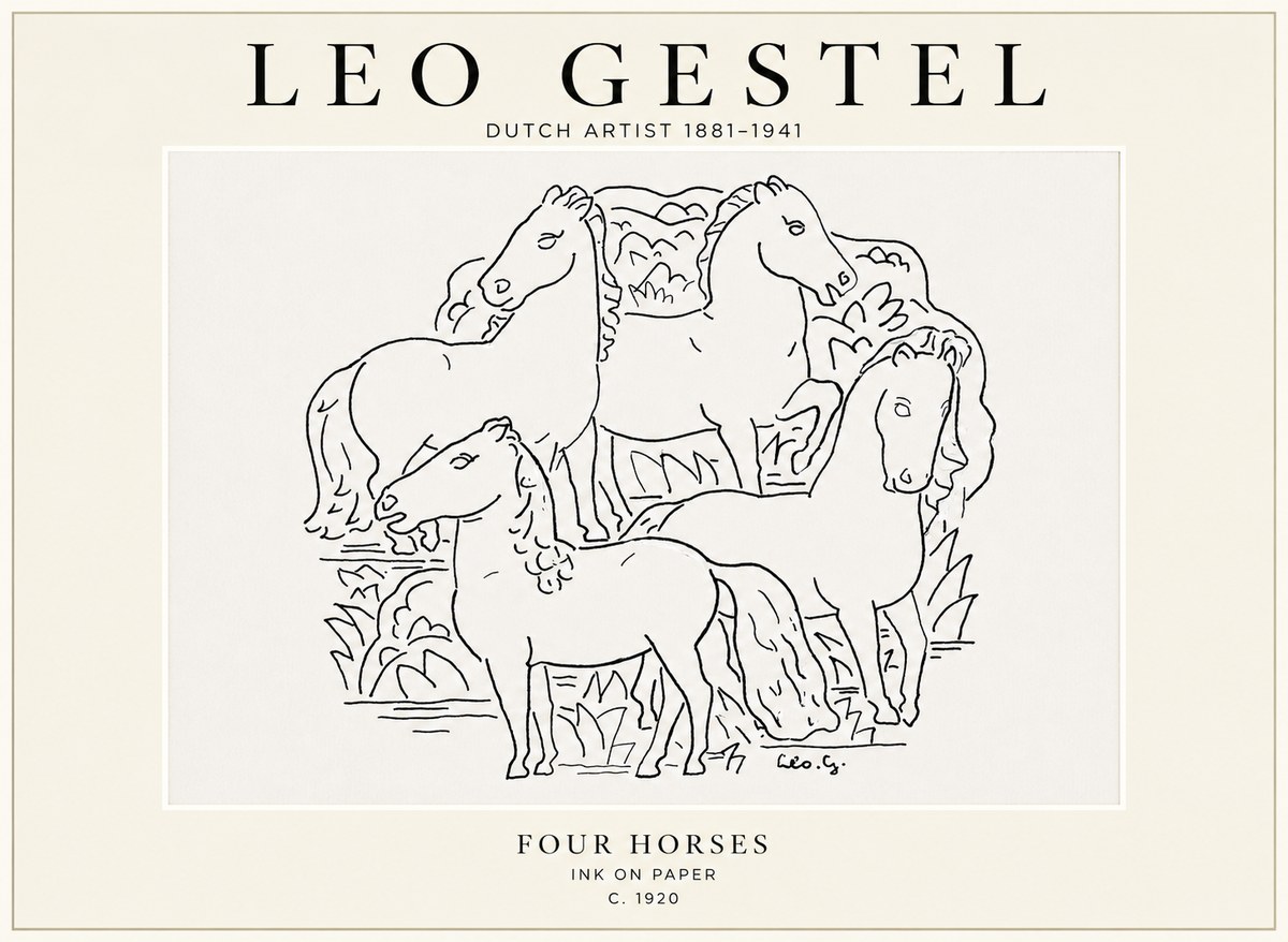 Leo Gestel Four Horses No1 - Plakat