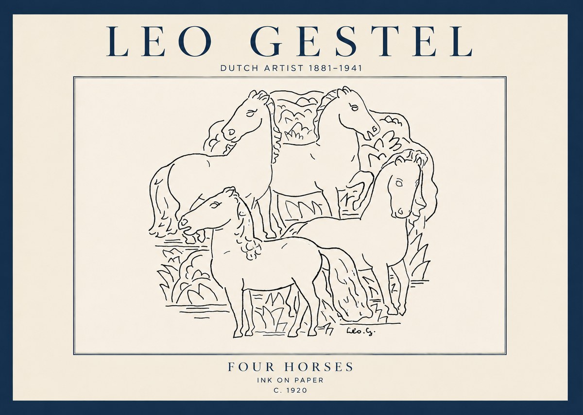 Leo Gestel Four Horses No5 - Plakat