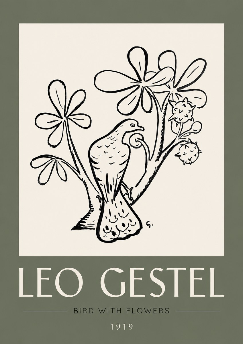 Leo Gestel Bird with Flowers No3 - Plakat