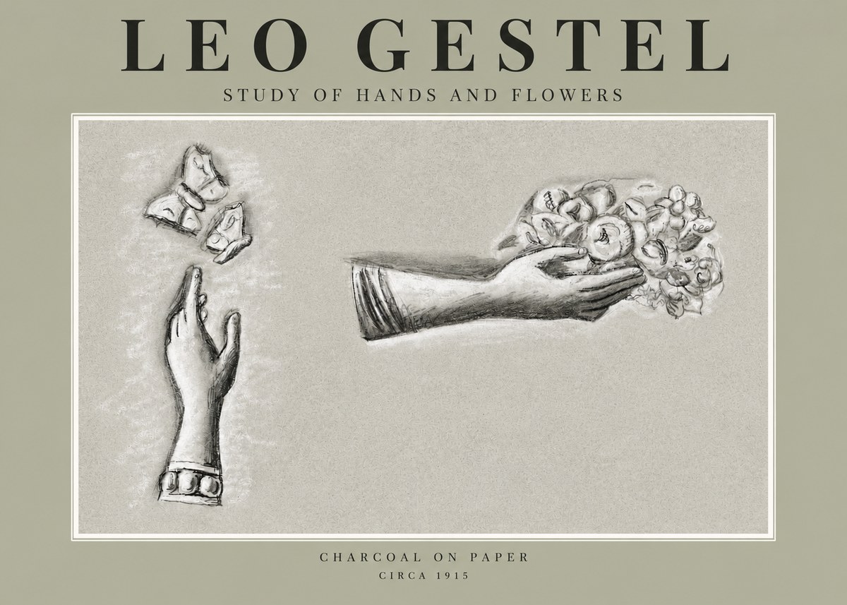 Leo Gestel Study of Hands and Flowers No2 - Plakat