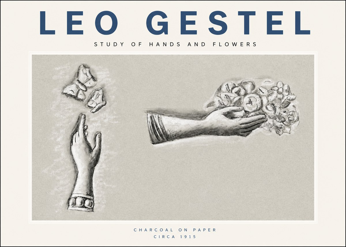 Leo Gestel Study of Hands and Flowers No3 - Plakat