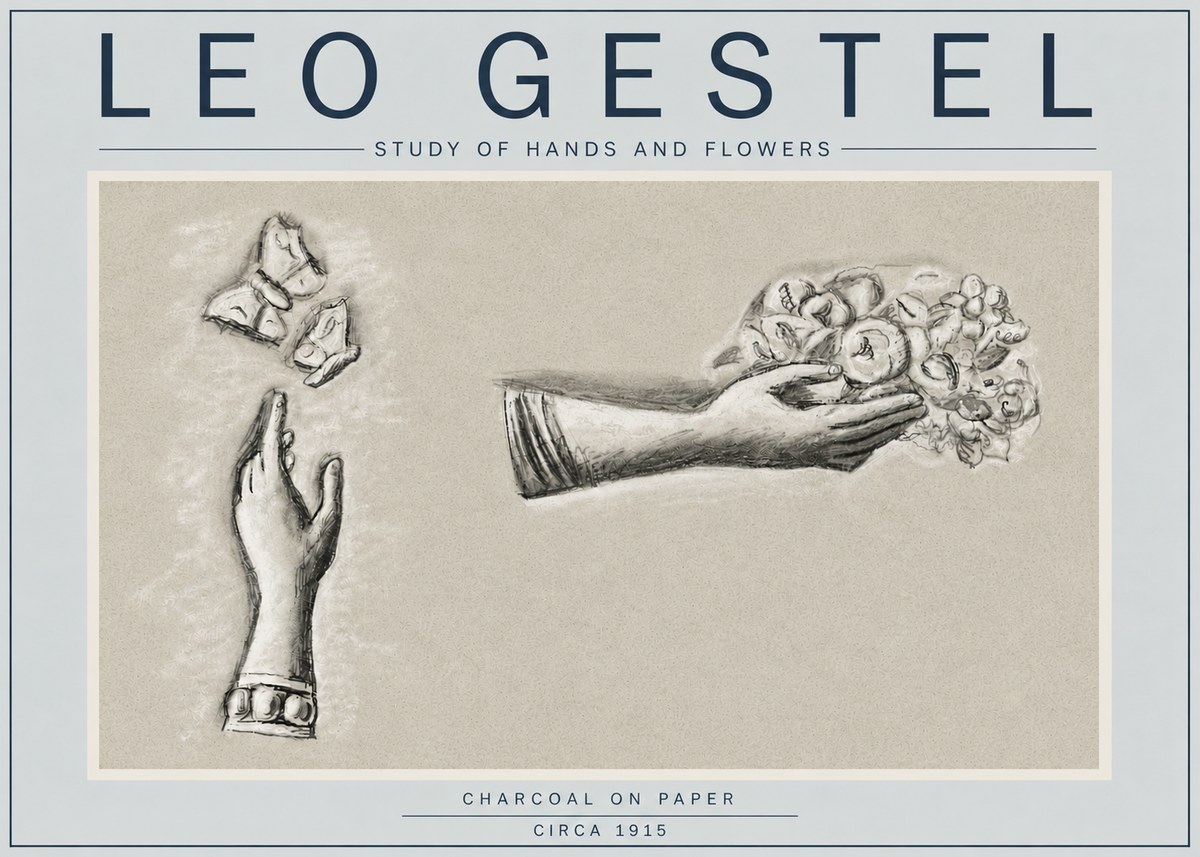 Leo Gestel Study of Hands and Flowers No4 - Plakat