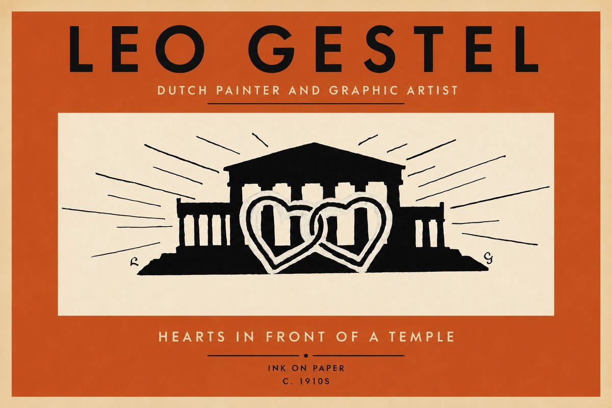 Leo Gestel Hearts in Front of a Temple No2 - Plakat