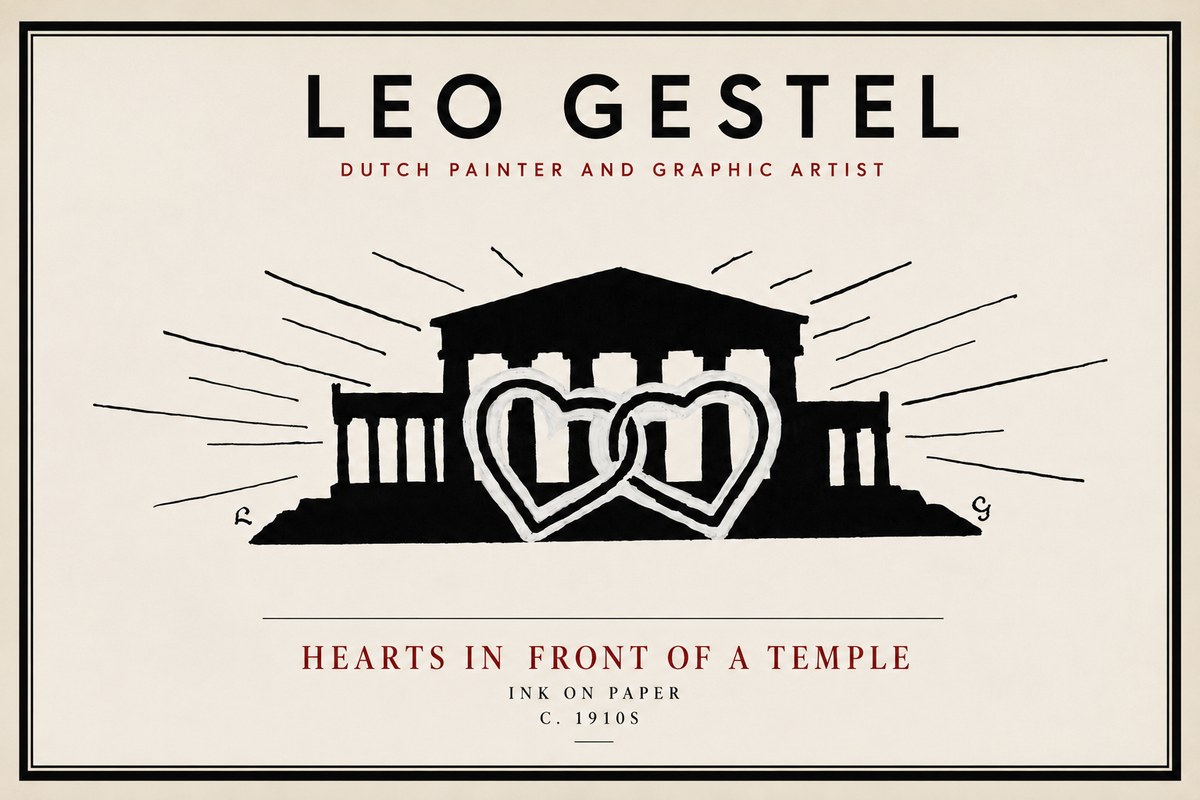 Leo Gestel Hearts in Front of a Temple No4 - Plakat