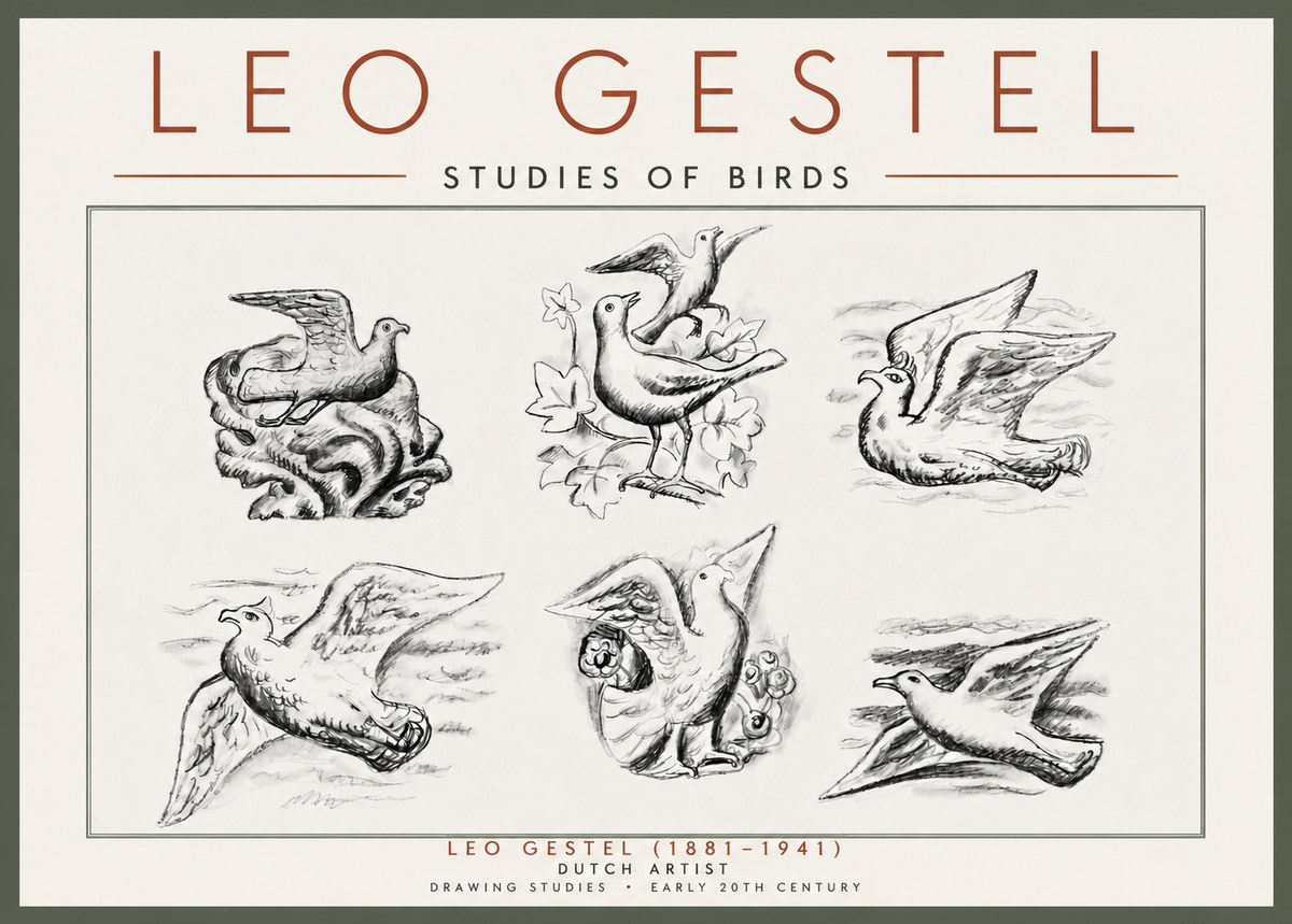 Leo Gestel Studies of Birds No5 - Plakat