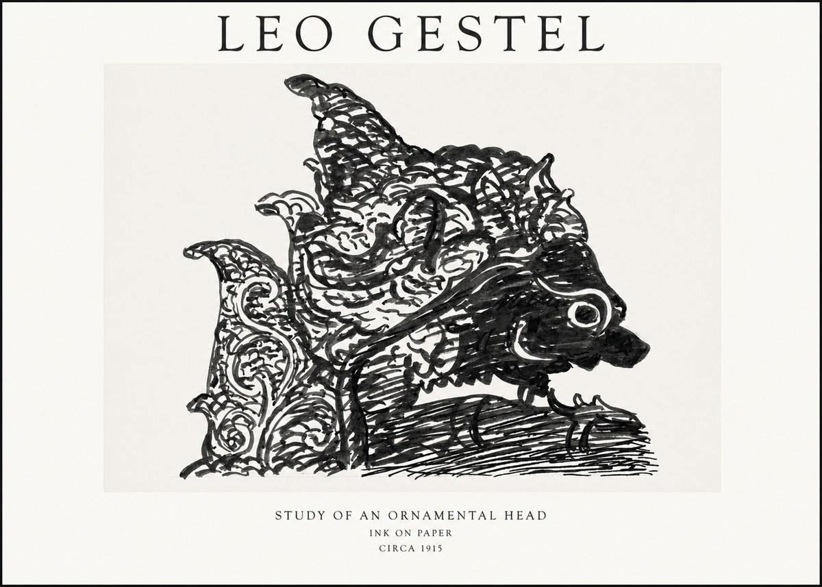 Leo Gestel Study of an Ornamental Head No1 - Plakat