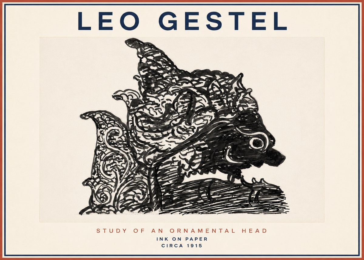 Leo Gestel Study of an Ornamental Head No2 - Plakat
