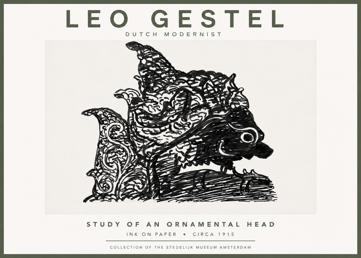 Leo Gestel Study of an Ornamental Head No5 - Plakat