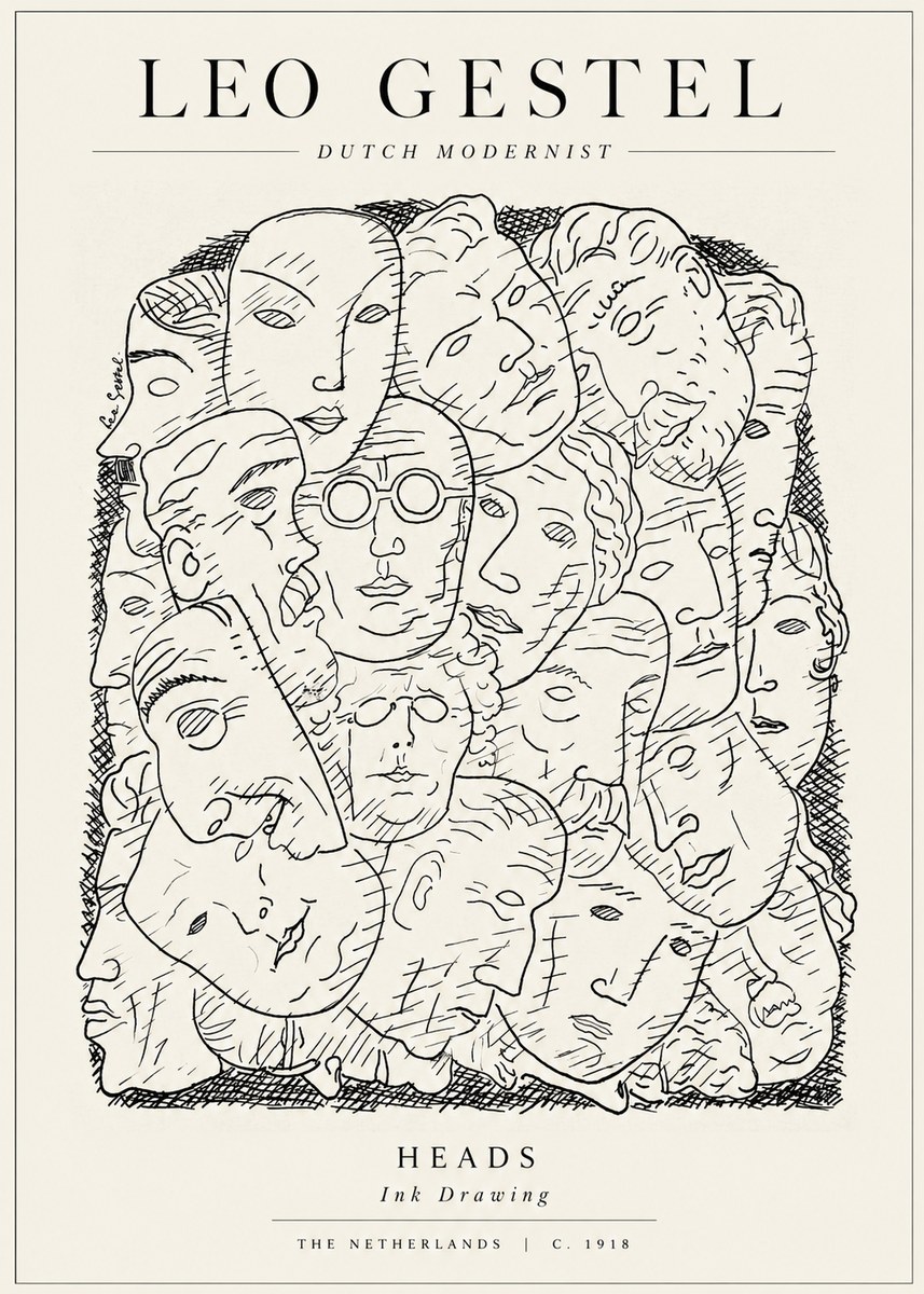 Leo Gestel Heads Ink Drawing No1 - Plakat