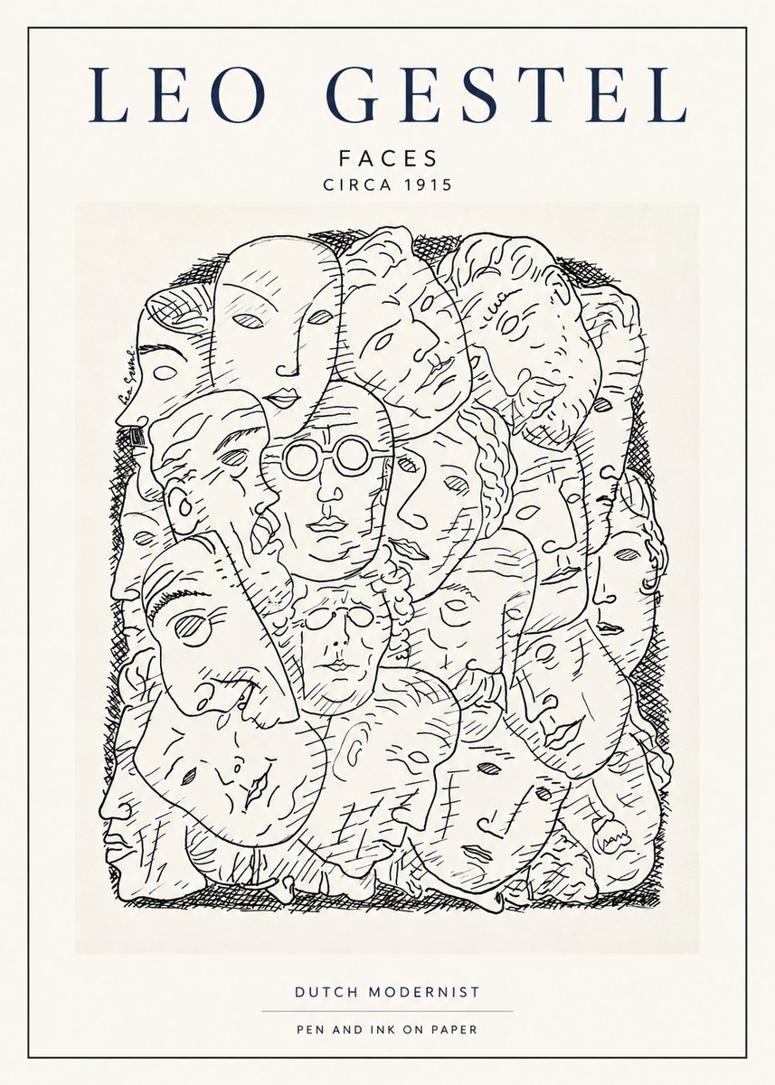 Leo Gestel Heads Ink Drawing No4 - Plakat