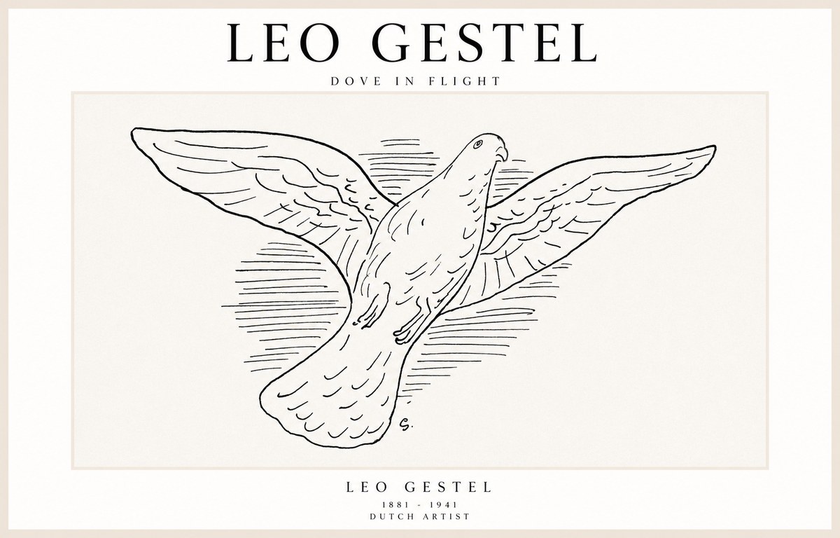 Leo Gestel Dove in Flight No1 - Plakat