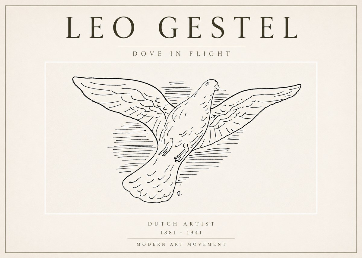Leo Gestel Dove in Flight No3 - Plakat
