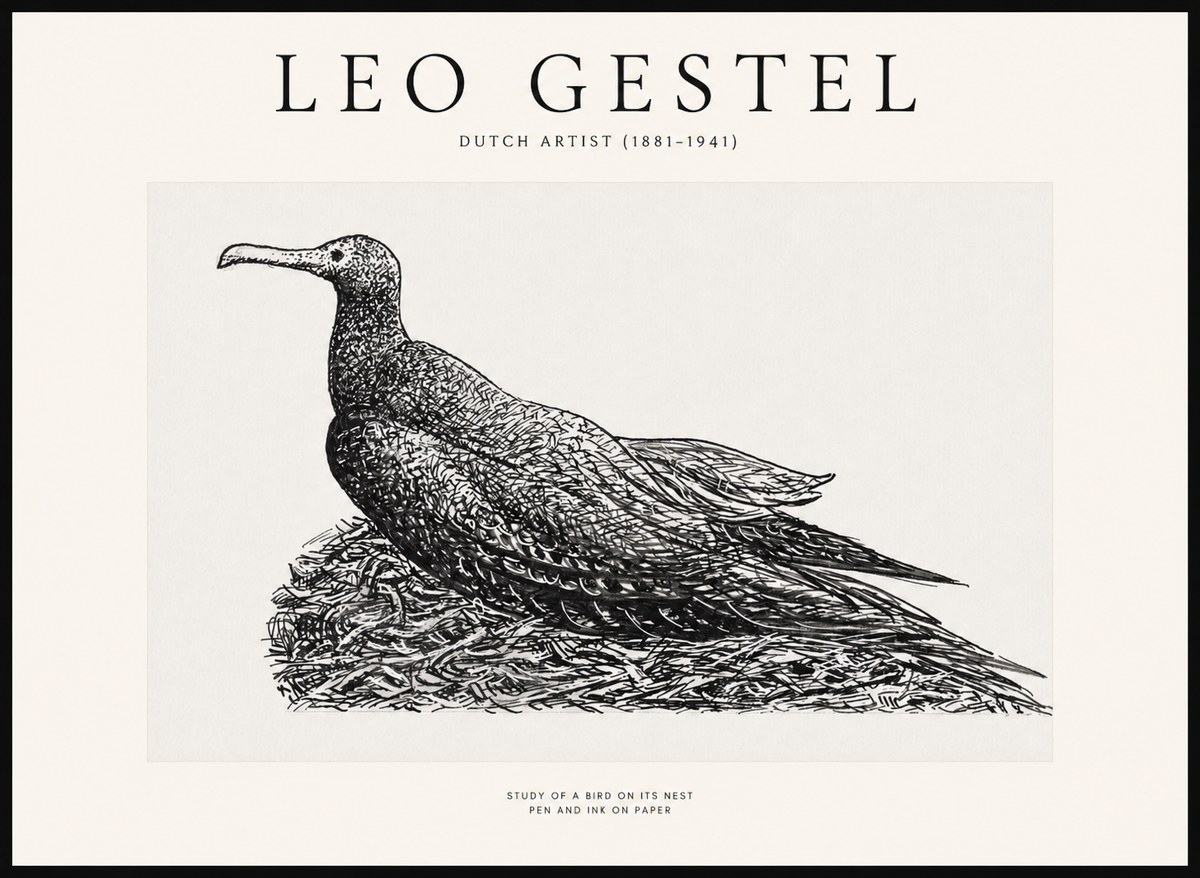 Leo Gestel Study of a Bird on Its Nest No1 - Plakat