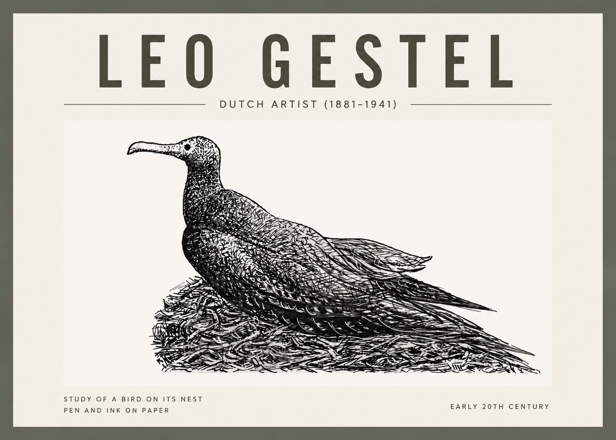 Leo Gestel Study of a Bird on Its Nest No4 - Plakat