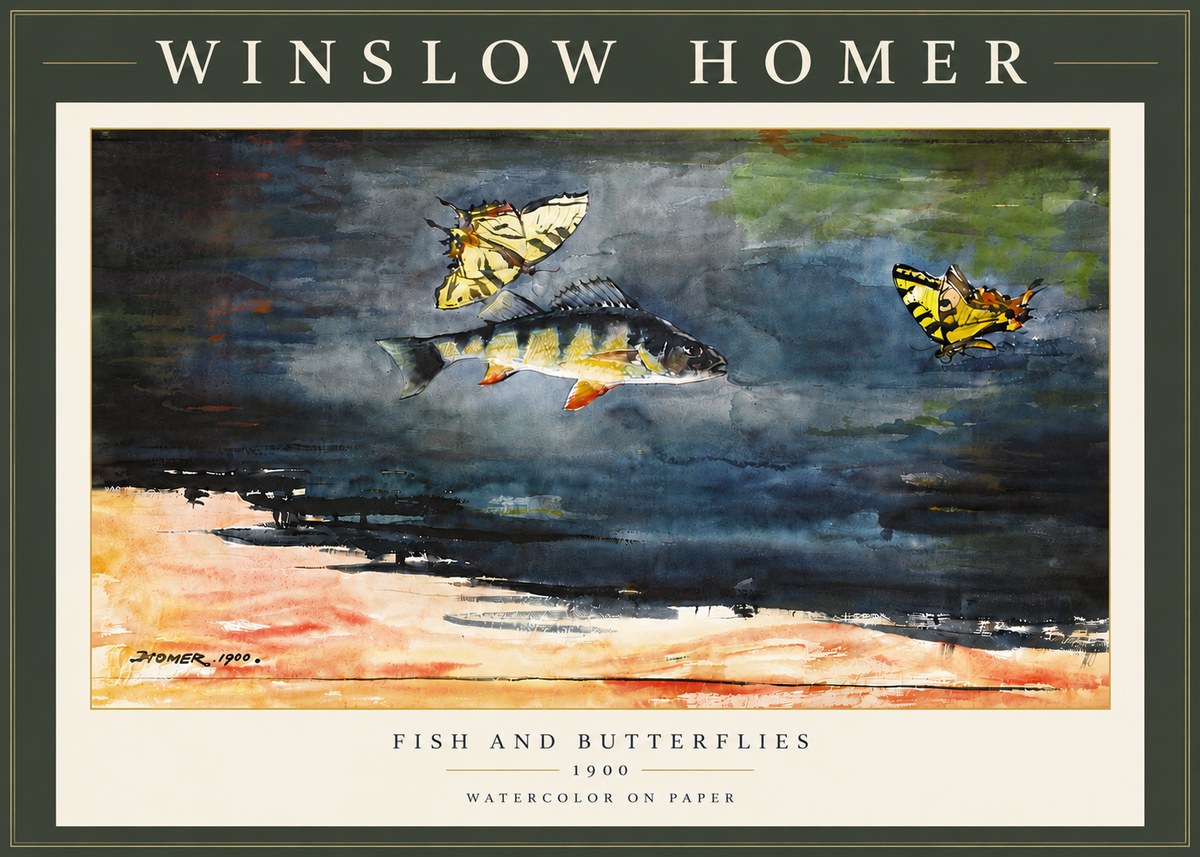 Winslow Homer Fish and Butterflies No6 - Plakat