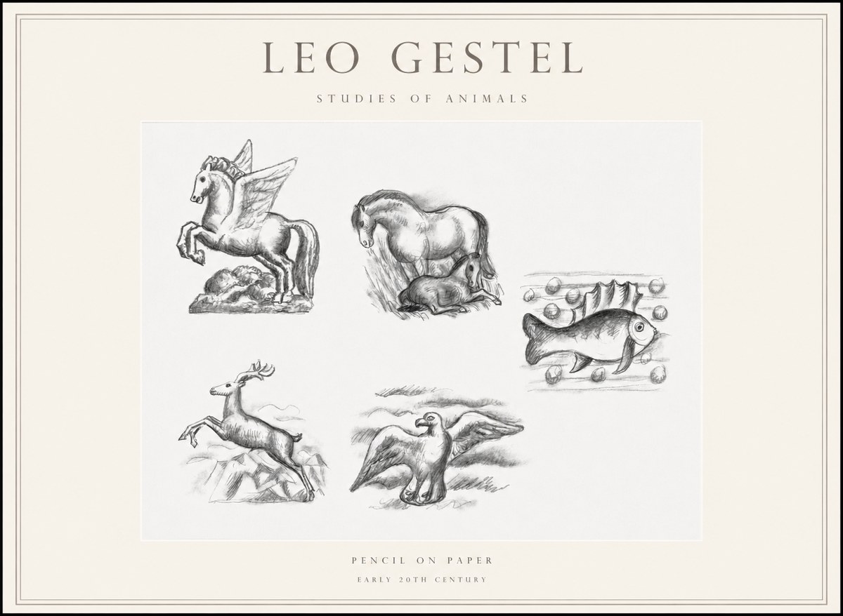 Leo Gestel Studies of Animals No1 - Plakat