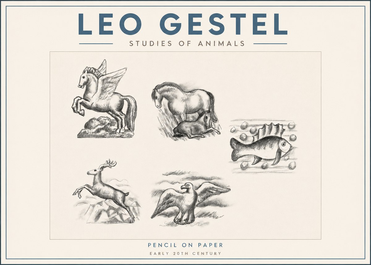 Leo Gestel Studies of Animals No2 - Plakat