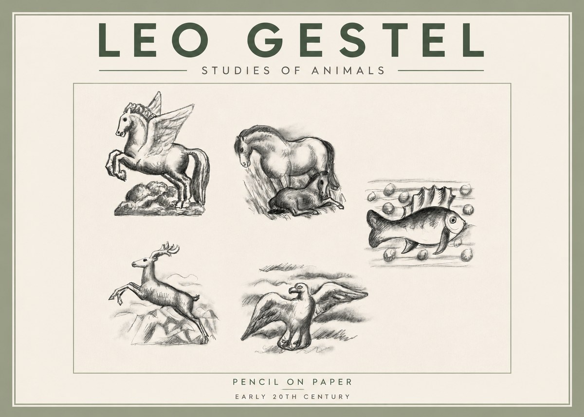 Leo Gestel Studies of Animals No3 - Plakat