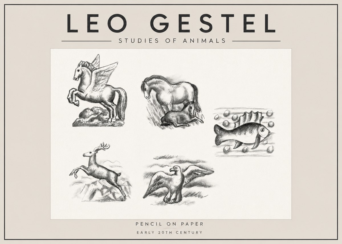 Leo Gestel Studies of Animals No4 - Plakat