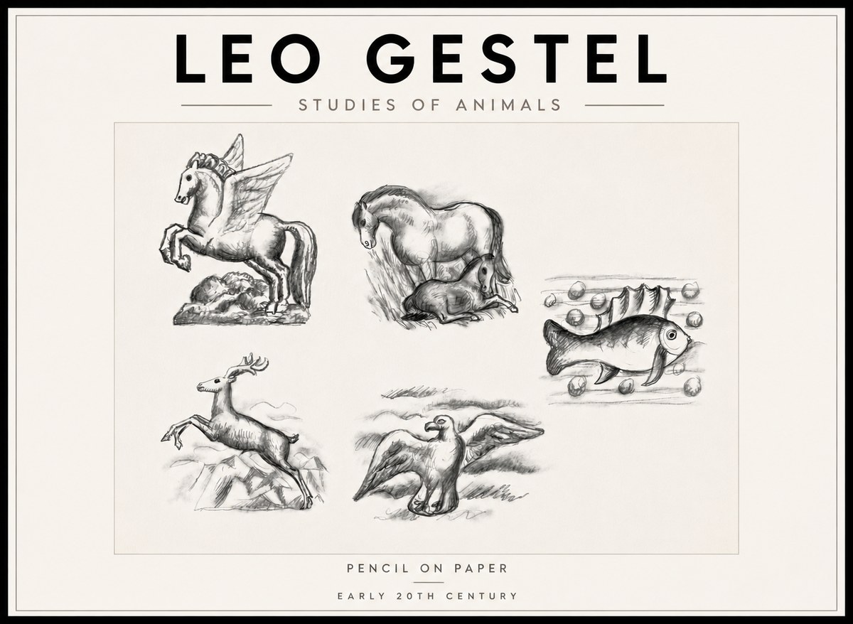 Leo Gestel Studies of Animals No6 - Plakat
