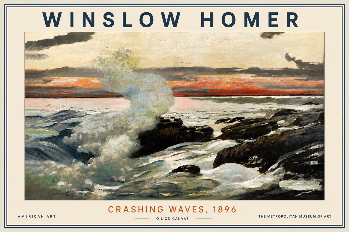 Winslow Homer Crashing Waves, 1896 No5 - Plakat